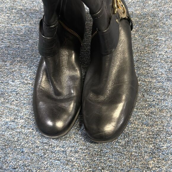 Michael Kors Fulton Harness Boot Ankle Boots Black Leather Equestrian Inspired - Picture 7 of 8